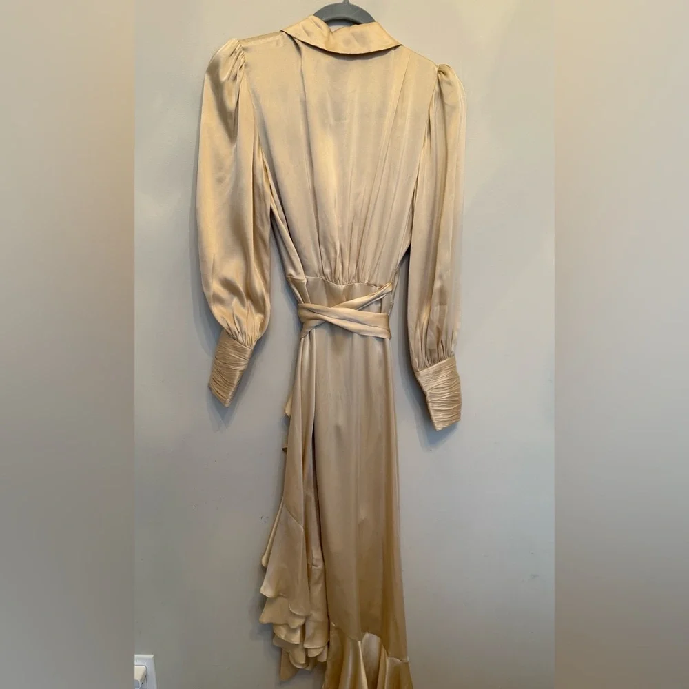 Zimmermann Silk Cream Wrap Midi Dress - Picture 5 of 10
